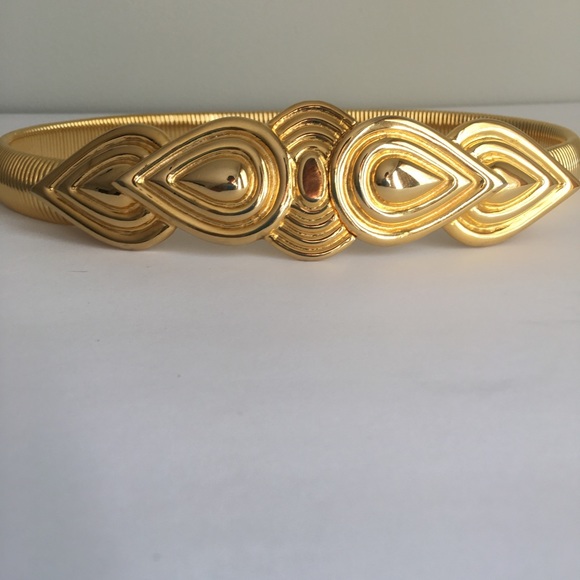 Accessocraft NYC 1970s Gold Stretchy Belt size S/M - Picture 2 of 8